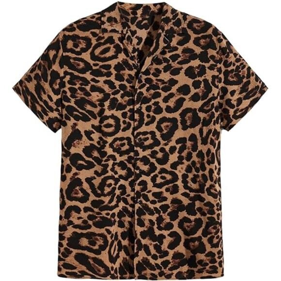 Men's Striped Shirts Casual Short Sleeve Button Down Shirts - Picture 5 of 5